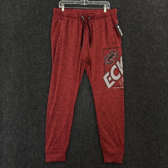 Ecko Unltd Pants Men's Large True Red Marled Joggers Athletic Drawstring Logo - Picture 1 of 12